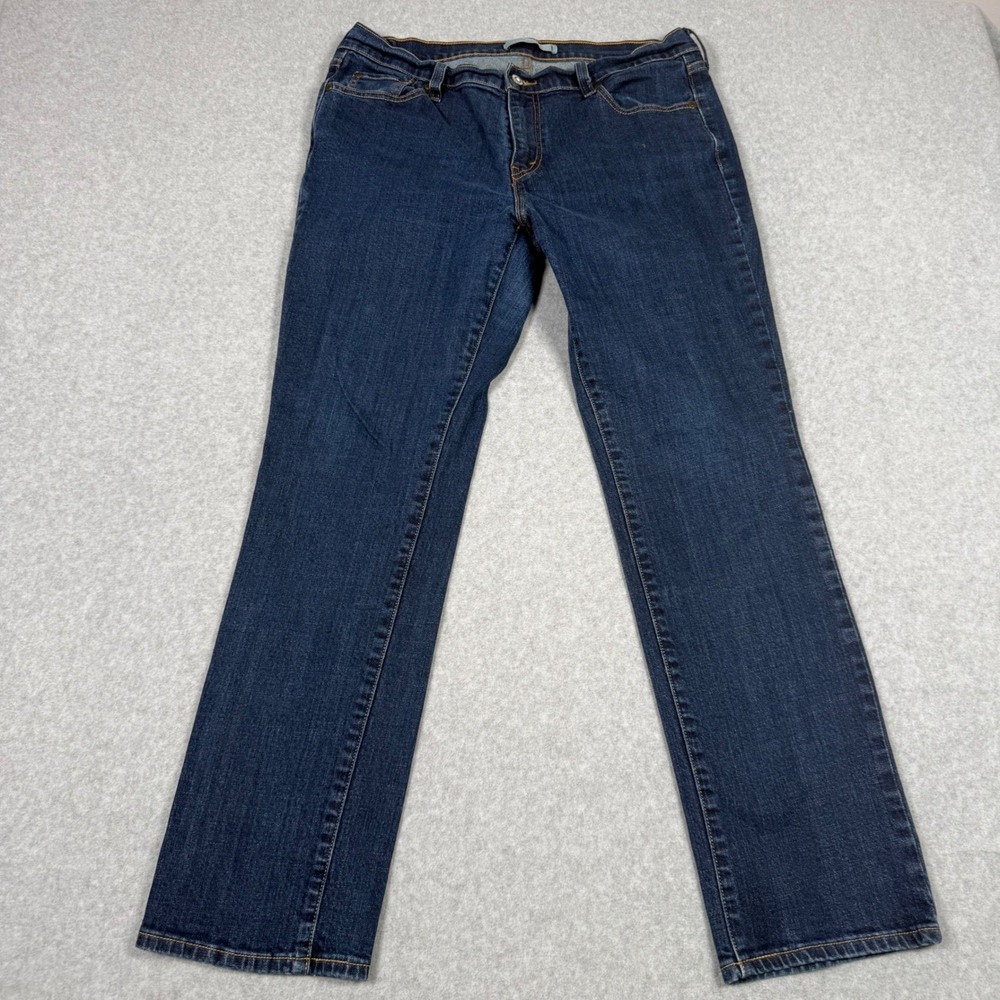 Levis 505 Straight Leg Jeans Womens 14M Dark Wash Denim Mid Rise Stretch 14 M